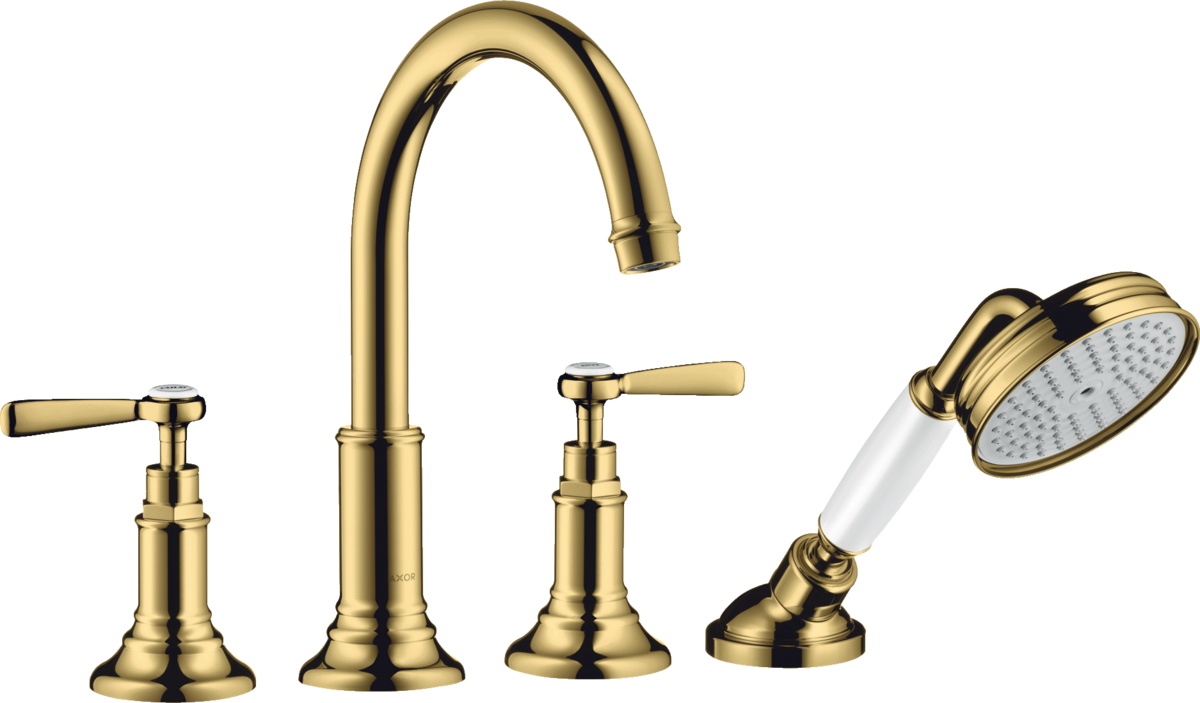 HANSGROHE AXOR Montreux 4-Loch Wannenrandarmatur mit Hebelgriffen #16550990 - Polished Gold Optic
