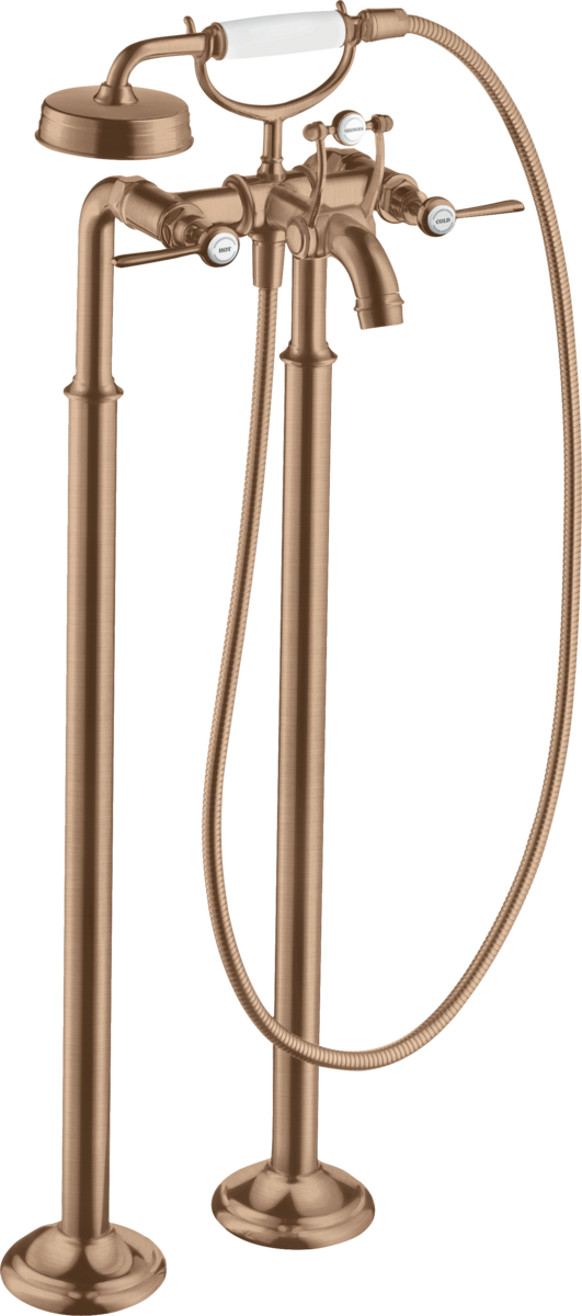 HANSGROHE AXOR Montreux 2-Griff Wannenarmatur bodenstehend mit Hebelgriffen #16553310 - Brushed Red Gold
