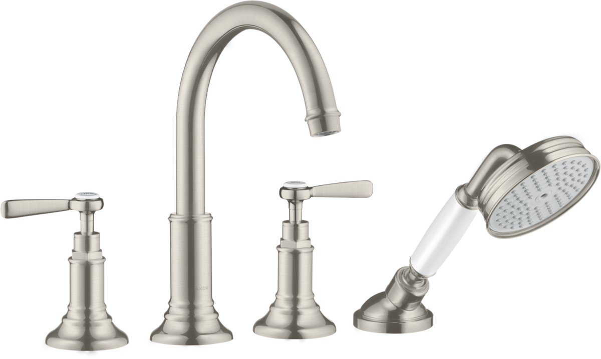HANSGROHE AXOR Montreux 4-Loch Fliesenrandarmatur mit Hebelgriffen #16554800 - Edelstahl Optic