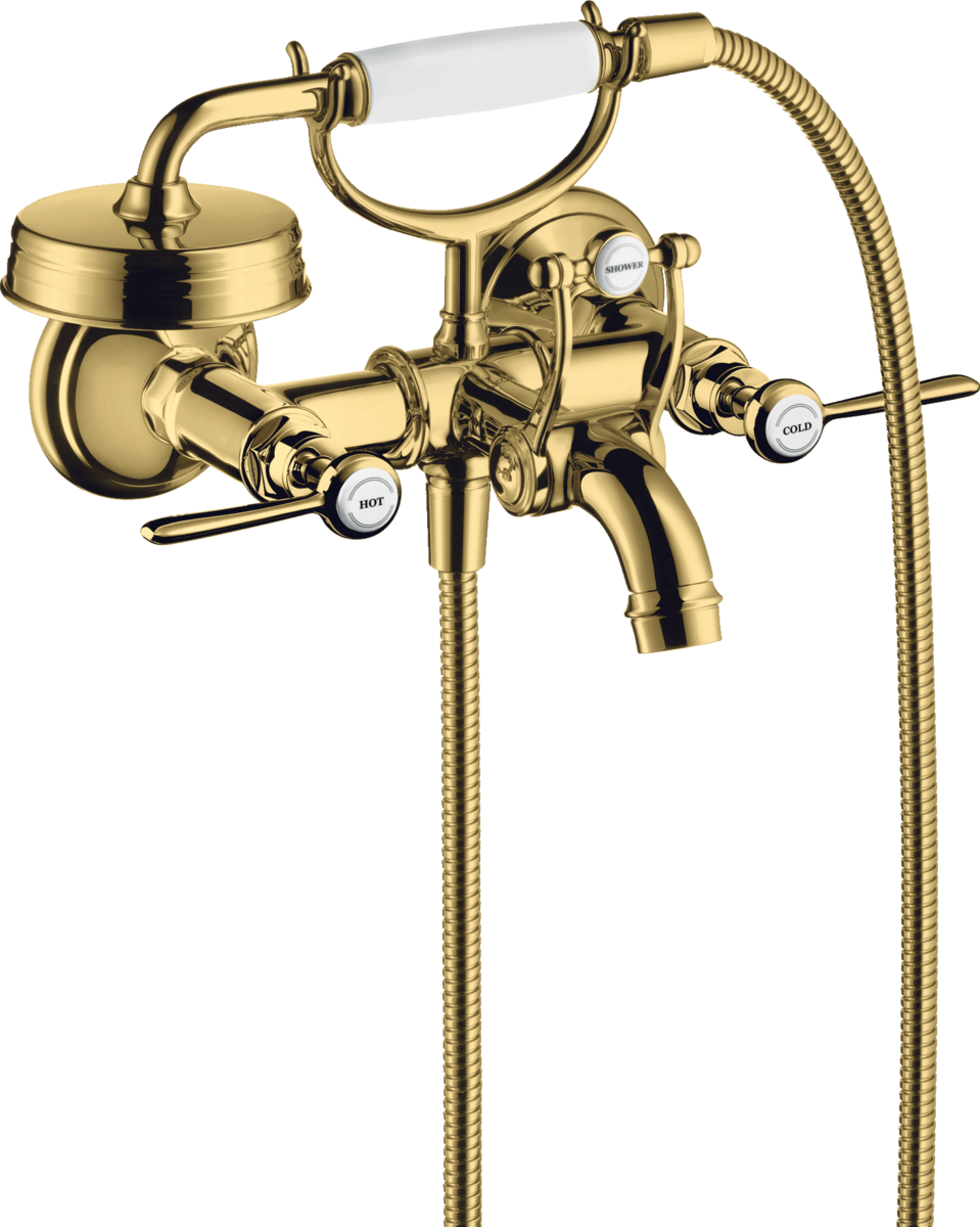 HANSGROHE AXOR Montreux 2-Griff Wannenarmatur Aufputz mit Hebelgriffen #16551990 - Polished Gold Optic