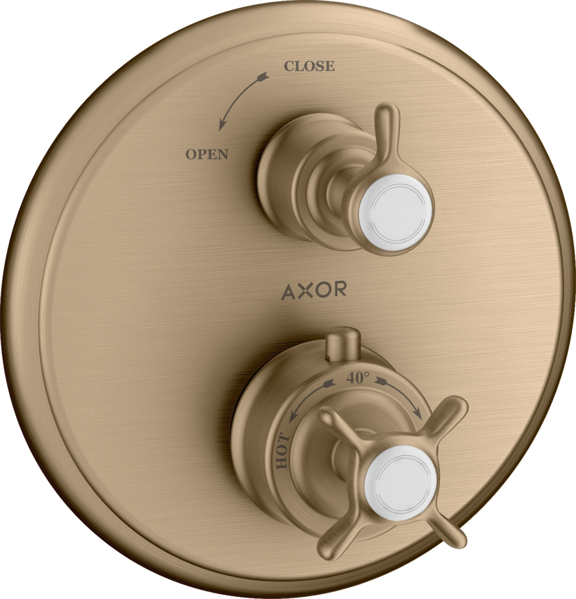 HANSGROHE AXOR Montreux Thermostat Unterputz mit Kreuzgriff und Absperrventil #16800140 - Brushed Bronze