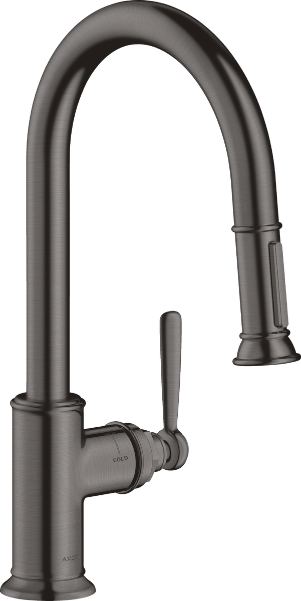 HANSGROHE AXOR Montreux Einhebel-Küchenmischer 180 mit Ausziehbrause #16581340 - Brushed Black Chrome