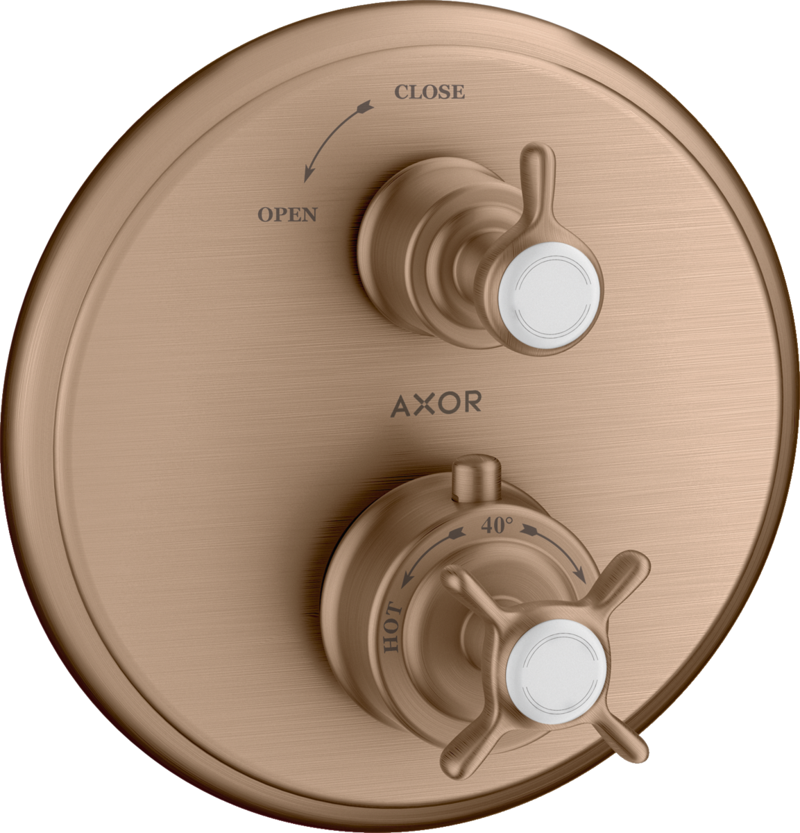 HANSGROHE AXOR Montreux Thermostat Unterputz mit Kreuzgriff und Absperrventil #16800310 - Brushed Red Gold