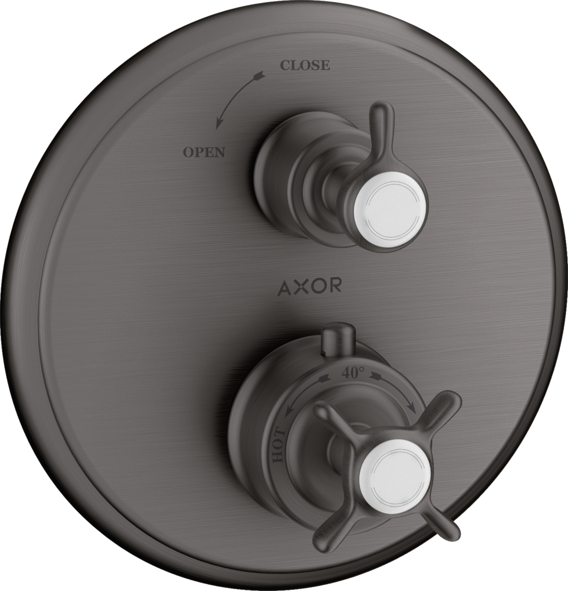 HANSGROHE AXOR Montreux Thermostat Unterputz mit Kreuzgriff und Absperrventil #16800340 - Brushed Black Chrome
