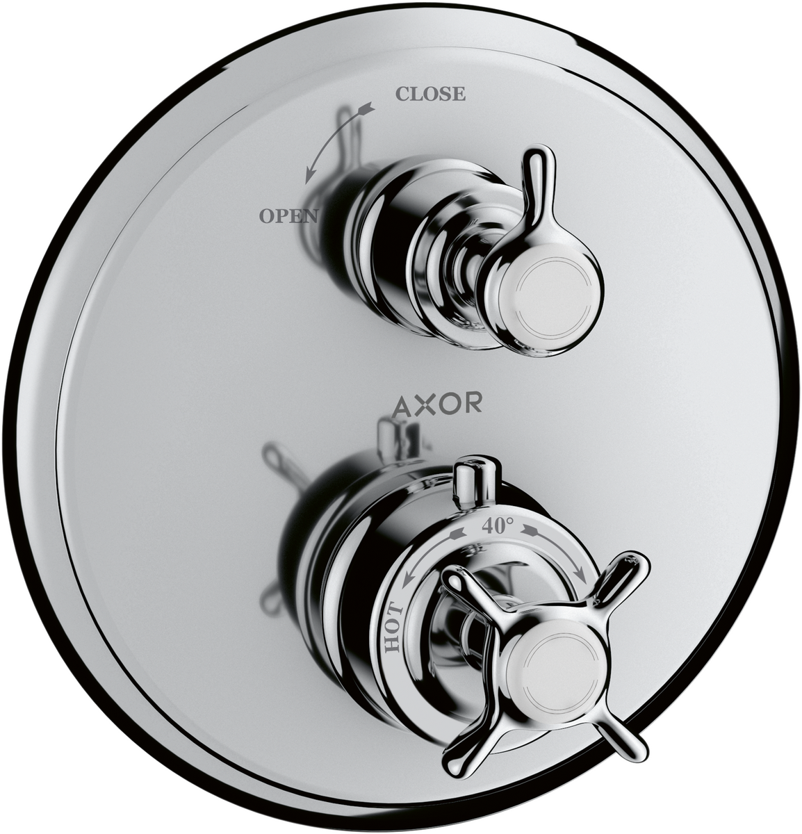 HANSGROHE AXOR Montreux Thermostat Unterputz mit Kreuzgriff und Absperrventil #16800000 - Chrom
