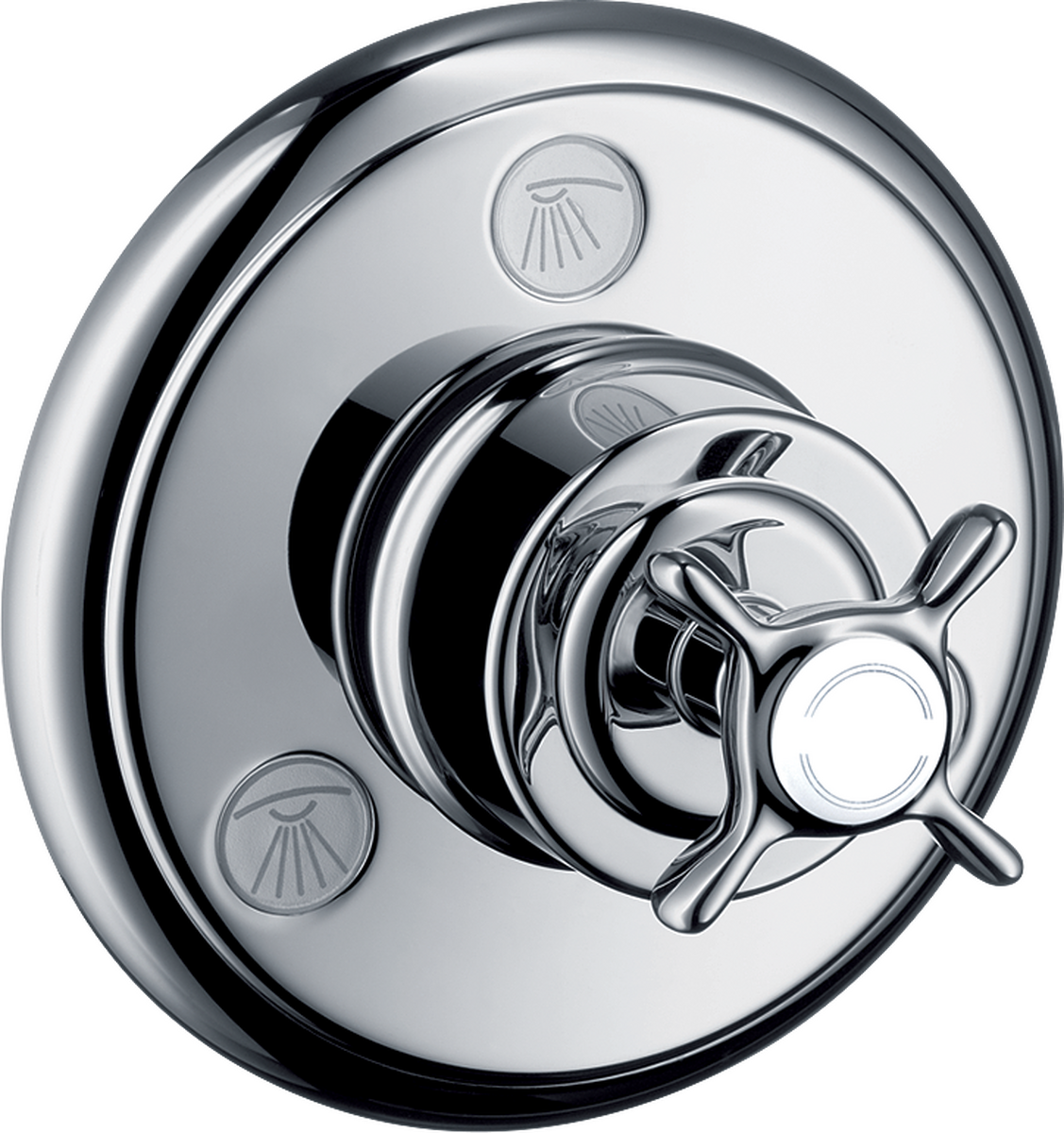 HANSGROHE AXOR Montreux Ab- und Umstellventil Trio/ Quattro Unterputz mit Kreuzgriff #16830000 - Chrom