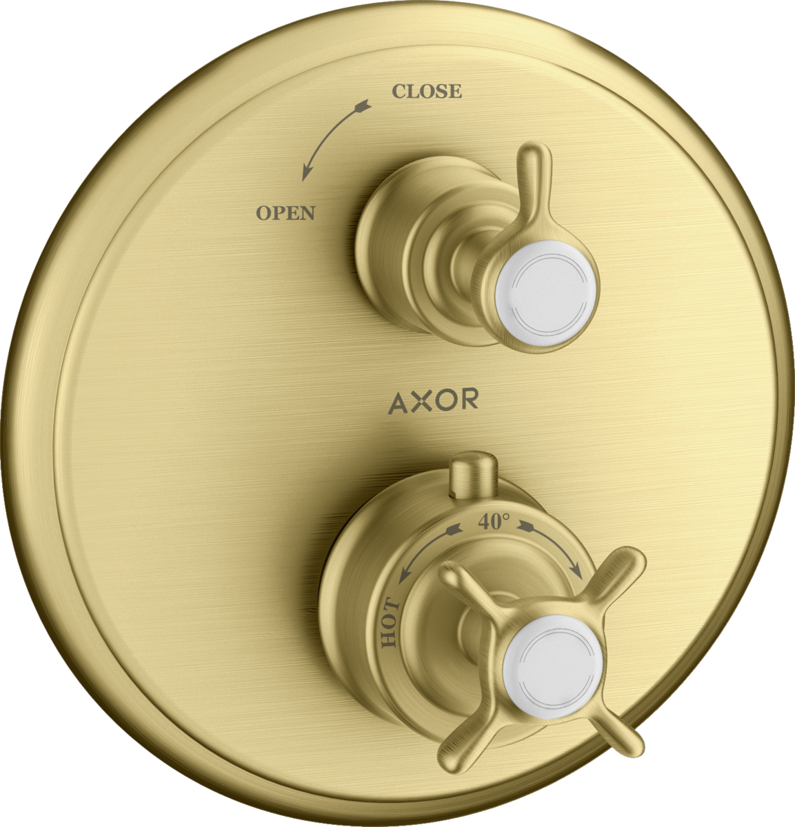 HANSGROHE AXOR Montreux Thermostat Unterputz mit Kreuzgriff und Absperrventil #16800950 - Brushed Brass