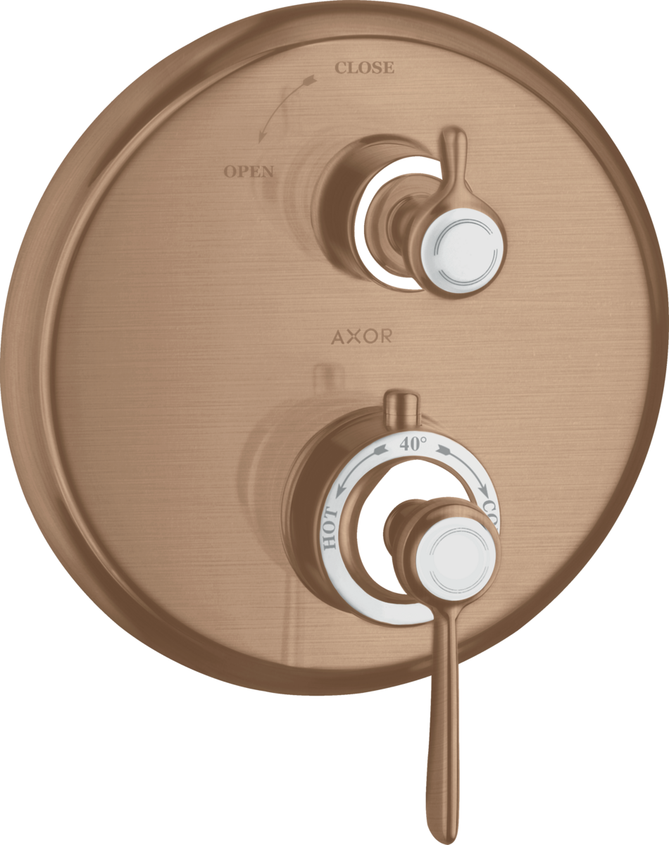 HANSGROHE AXOR Montreux Thermostat Unterputz mit Hebelgriff und Absperrventil #16801310 - Brushed Red Gold