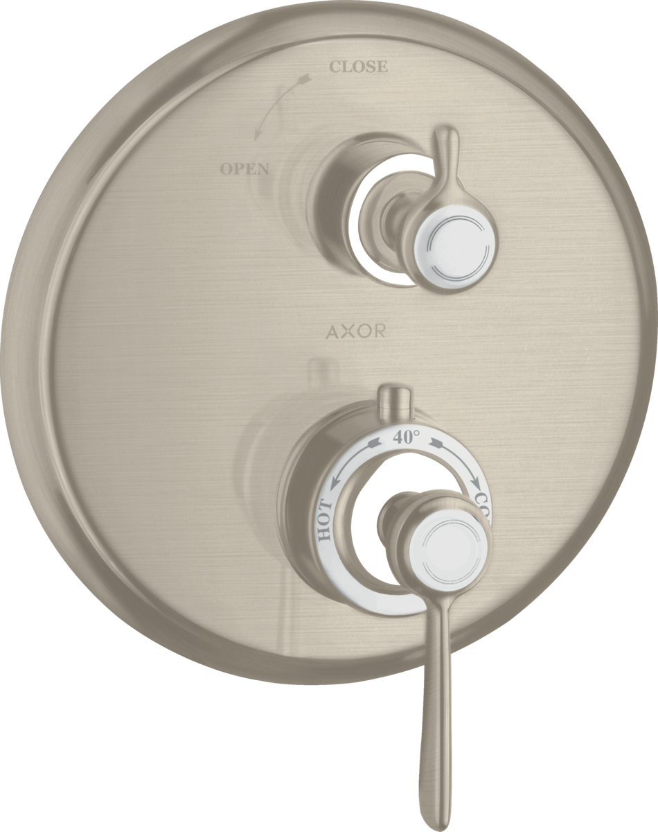 HANSGROHE AXOR Montreux Thermostat Unterputz mit Hebelgriff und Absperrventil #16801820 - Brushed Nickel
