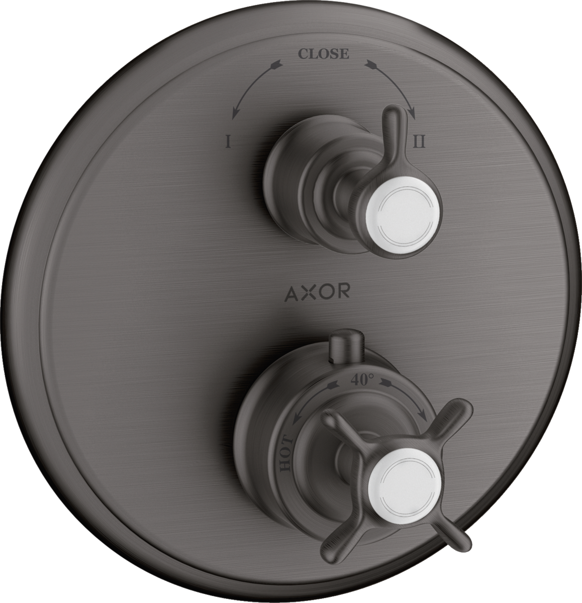 HANSGROHE AXOR Montreux Thermostat Unterputz mit Kreuzgriff und Ab- und Umstellventil #16820340 - Brushed Black Chrome