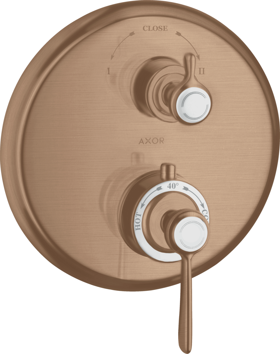 HANSGROHE AXOR Montreux Thermostat Unterputz mit Hebelgriff und Ab- und Umstellventil #16821310 - Brushed Red Gold