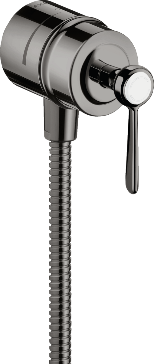 HANSGROHE AXOR Montreux Wandanschluss Stop mit Rückflussverhinderer, Absperrventil und Hebelgriff #16883330 - Polished Black Chrome
