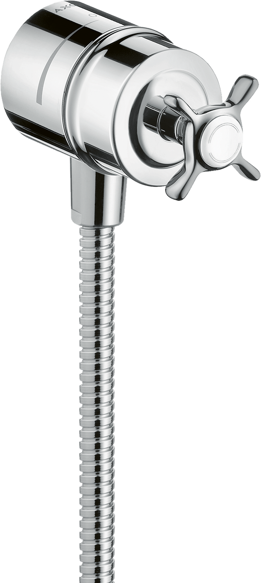 HANSGROHE AXOR Montreux Wandanschluss Stop mit Rückflussverhinderer, Absperrventil und Kreuzgriff #16882000 - Chrom