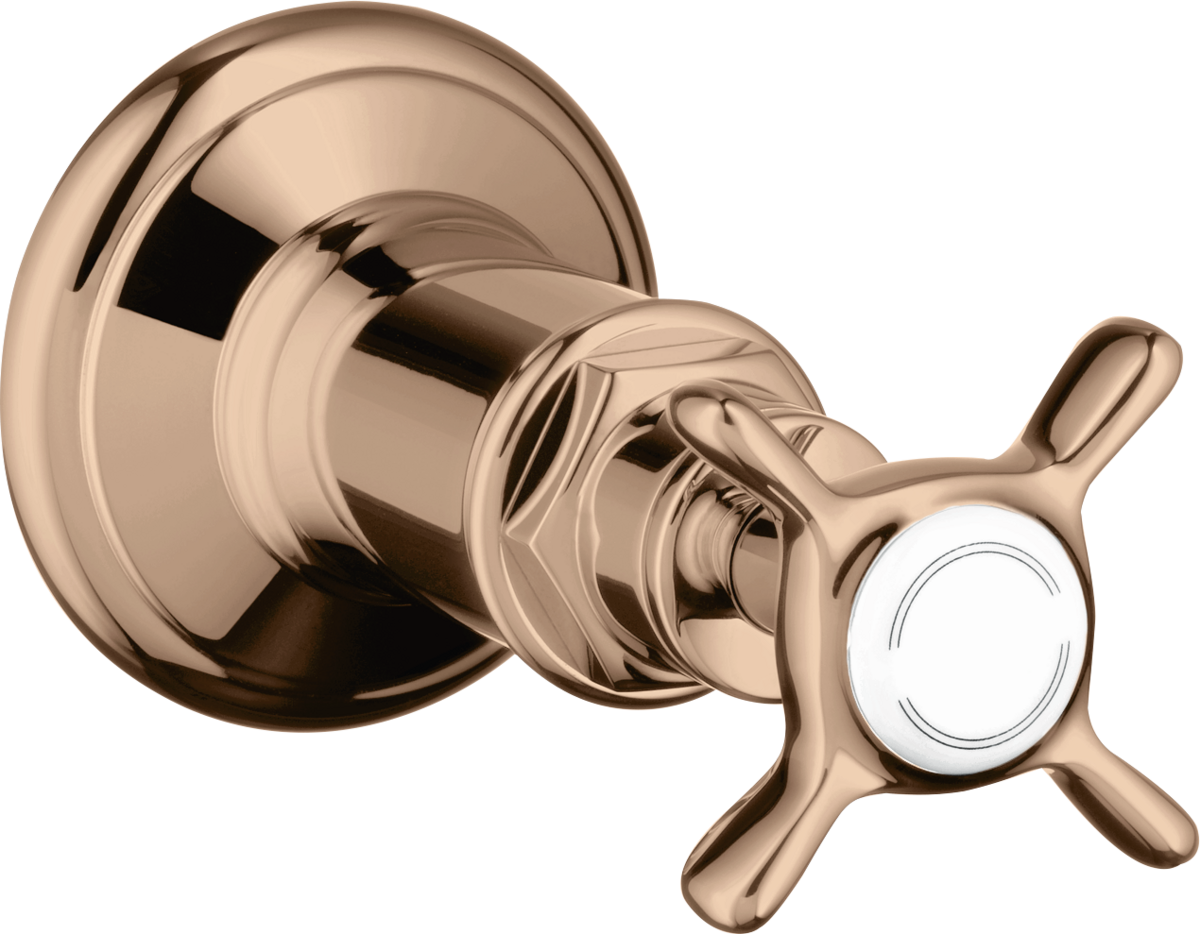 HANSGROHE AXOR Montreux Absperrventil Unterputz mit Kreuzgriff #16871300 - Polished Red Gold