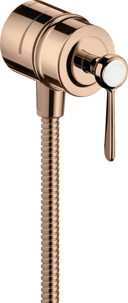 HANSGROHE AXOR Montreux Wandanschluss Stop mit Rückflussverhinderer, Absperrventil und Hebelgriff #16883300 - Polished Red Gold