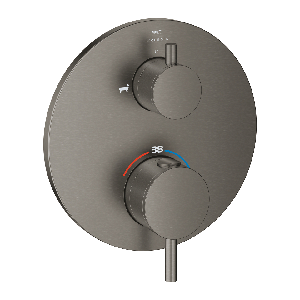 GROHE Atrio Thermostat-Wannenbatterie mit integrierter 2-Wege-Umstellung #24359AL0 - hard graphite gebürstet