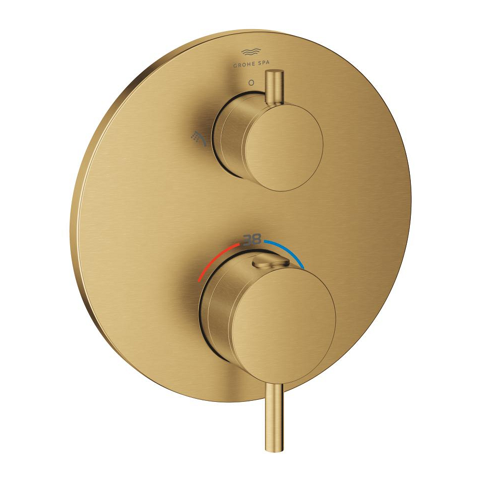 GROHE Atrio Thermostat-Brausebatterie mit integrierter 2-Wege-Umstellung #24358GN0 - cool sunrise gebürstet
