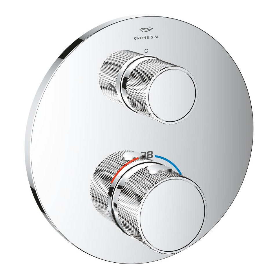 GROHE Atrio Private Collection Thermostat-Brausebatterie mit integrierter 2-Wege-Umstellung mit Knopfbetätigung #24396000 - chrom
