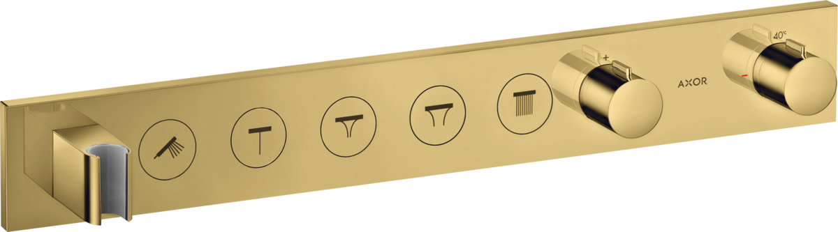 HANSGROHE AXOR ShowerSolutions Thermostatmodul Select 670/90 Unterputz für 5 Verbraucher #18358990 - Polished Gold Optic