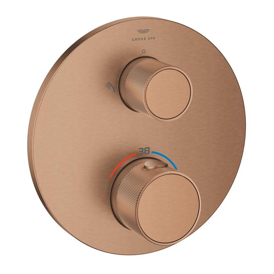 GROHE Atrio Private Collection Thermostat-Brausebatterie mit integrierter 2-Wege-Umstellung mit Knopfbetätigung #24396DL0 - warm sunset gebürstet