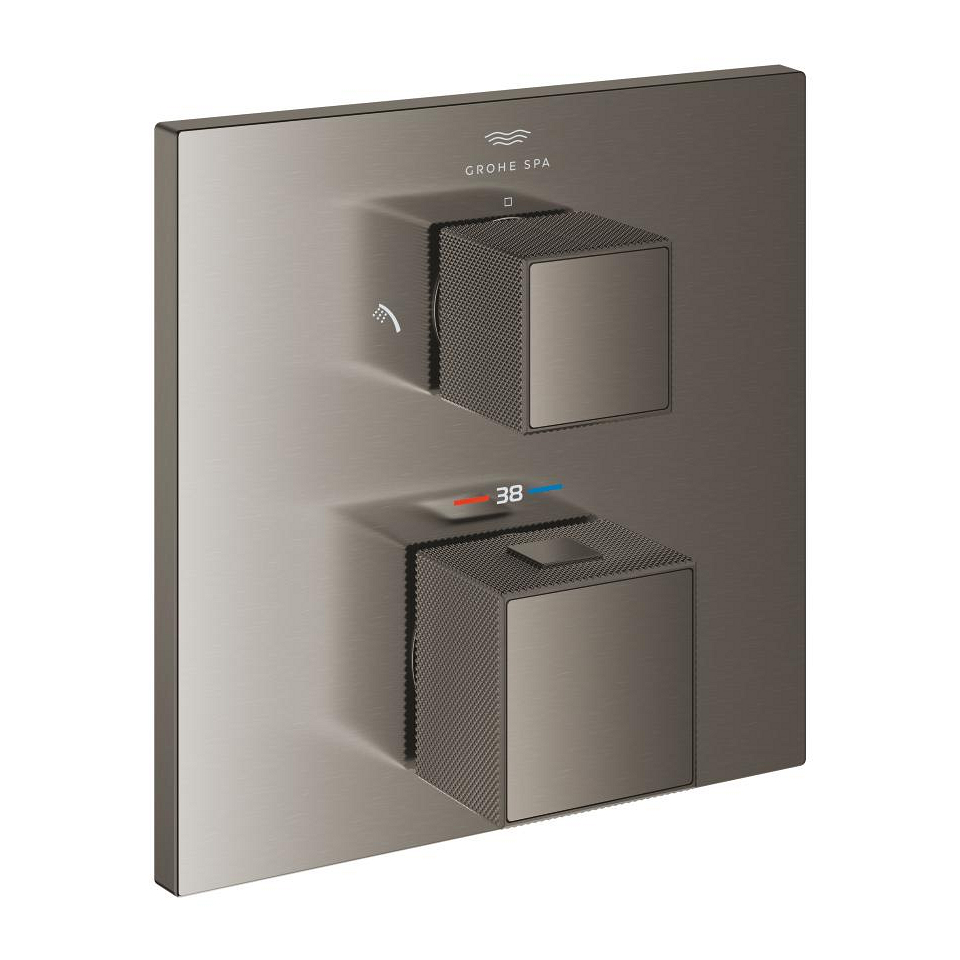 GROHE Allure Brilliant Thermostat-Brausebatterie mit integrierter 2-Wege-Umstellung #24428AL0 - hard graphite gebürstet