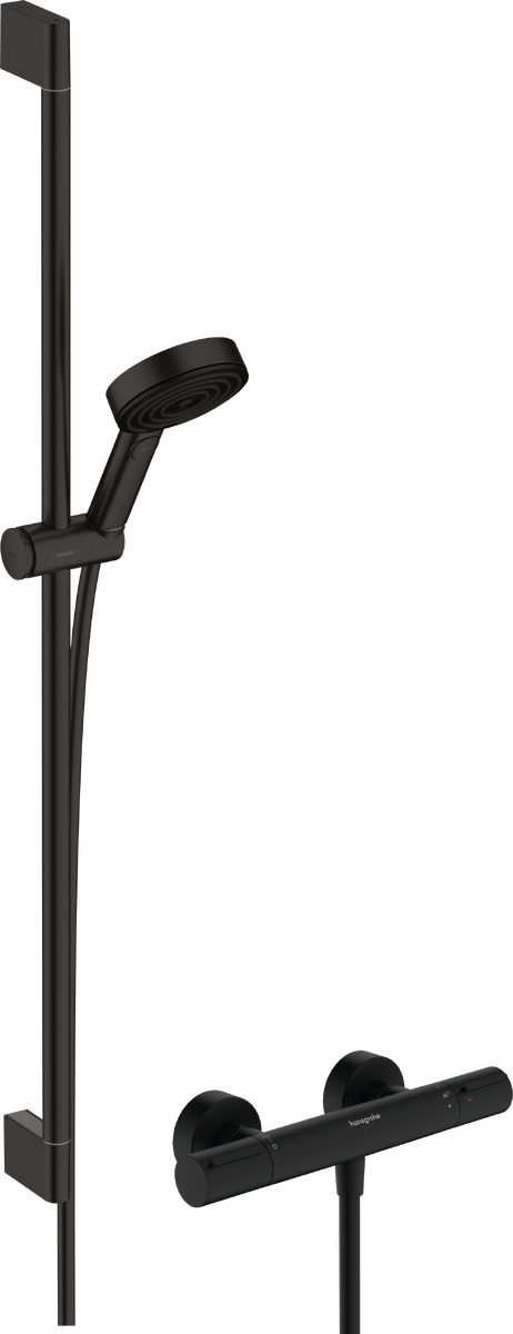 HANSGROHE Pulsify Select S Brausesystem 105 3jet Relaxation EcoSmart mit Ecostat Element und Brausestange 90 cm #24271670 - Mattschwarz