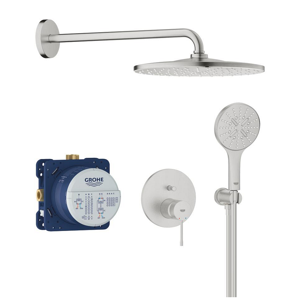 GROHE Essence Duschsystem Unterputz mit Rainshower Mono 310 #25287DC0 - supersteel