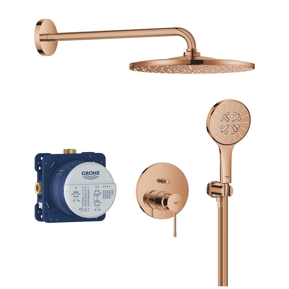GROHE Essence Duschsystem Unterputz mit Rainshower Mono 310 #25287DA0 - warm sunset