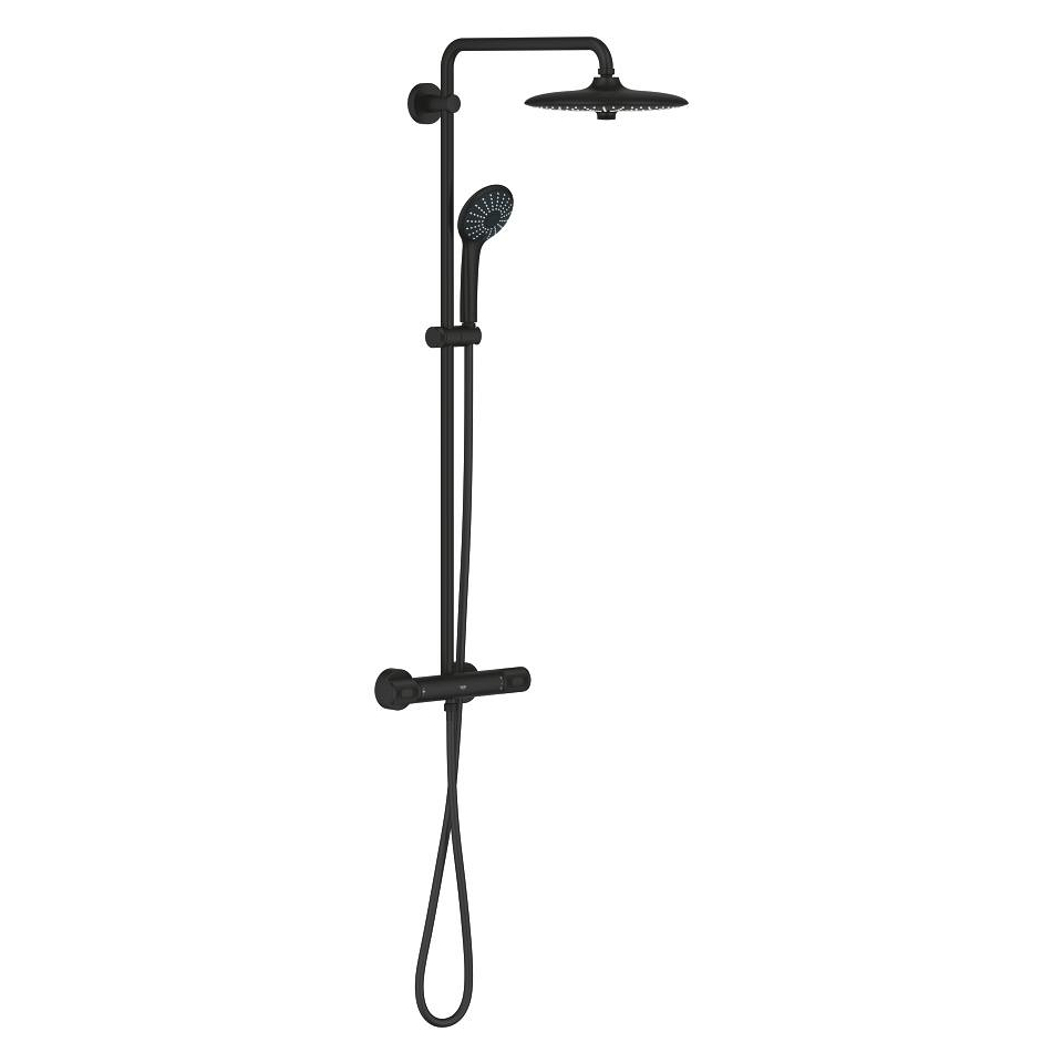 GROHE Vitalio Joy System 260 Duschsystem mit Thermostatbatterie für die Wandmontage #26403KF2 - phantom black