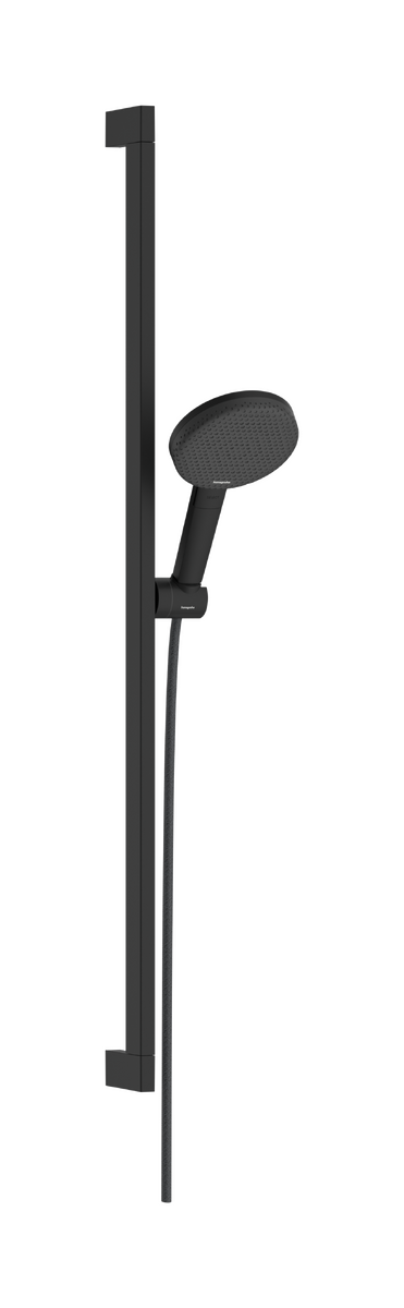 HANSGROHE Raindance Alive Select S Brauseset 125 3jet EcoSmart mit Brausestange Unica E Puro 90 cm und Easy Slide Brausehalter #24601670 - Mattschwarz
