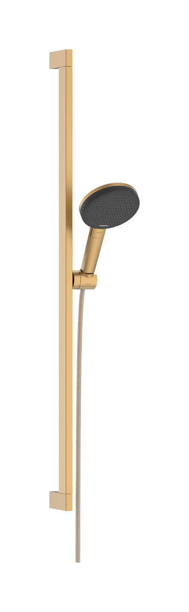 HANSGROHE Raindance Alive Select S Brauseset 125 3jet EcoSmart mit Brausestange Unica E Puro 90 cm und Easy Slide Brausehalter #24601140 - Brushed Bronze