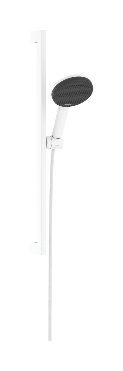 HANSGROHE Raindance Alive Select S Brauseset 125 3jet EcoSmart mit Brausestange Unica E Puro 65 cm und Easy Slide Brausehalter #24600700 - Mattweiß
