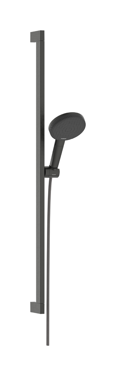 HANSGROHE Raindance Alive Select S Brauseset 125 3jet EcoSmart mit Brausestange Unica E Puro 90 cm und Easy Slide Brausehalter #24601340 - Brushed Black Chrome