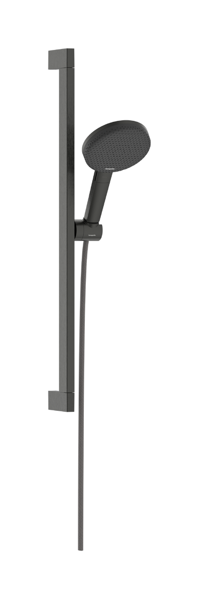 HANSGROHE Raindance Alive Select S Brauseset 125 3jet EcoSmart mit Brausestange Unica E Puro 65 cm und Easy Slide Brausehalter #24600340 - Brushed Black Chrome