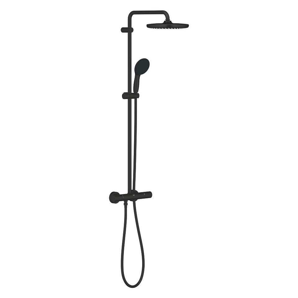 GROHE Tempesta System 250 Duschsystem mit Thermostatbatterie für die Wandmontage #266702431 - matt black
