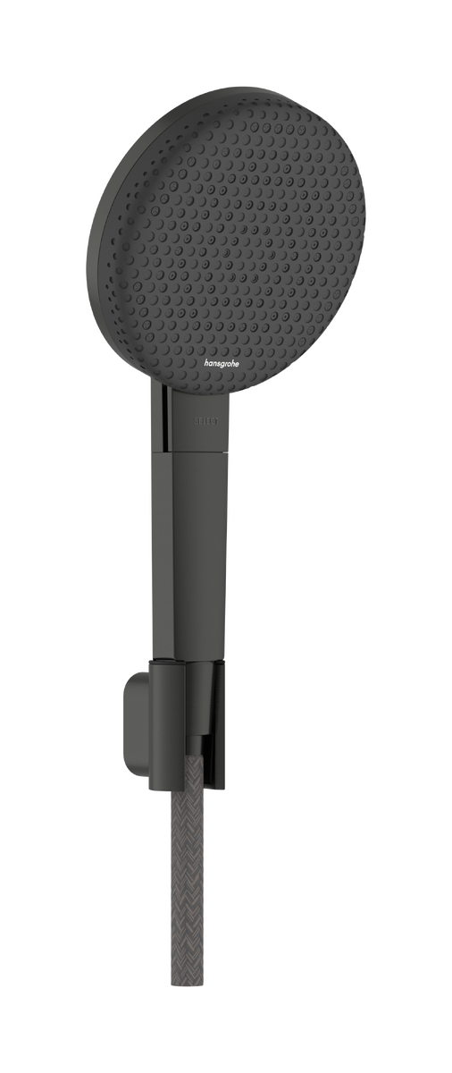 HANSGROHE Raindance Alive Select S Brausehalterset 125 3jet EcoSmart mit Designflex Textilbrauseschlauch 160 cm #24611340 - Brushed Black Chrome
