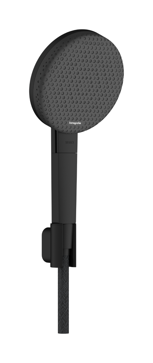 HANSGROHE Raindance Alive Select S Brausehalterset 125 3jet EcoSmart mit Designflex Textilbrauseschlauch 160 cm #24611670 - Mattschwarz