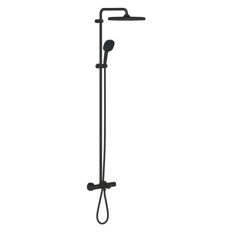 GROHE Tempesta System 250 Cube Duschsystem mit Thermostat-Wannenbatterie für die Wandmontage #266912431 - matt black