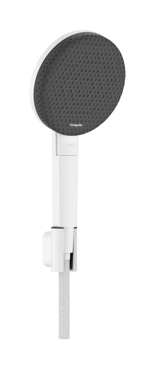HANSGROHE Raindance Alive Select S Brausehalterset 125 3jet EcoSmart mit Designflex Textilbrauseschlauch 160 cm #24611700 - Mattweiß
