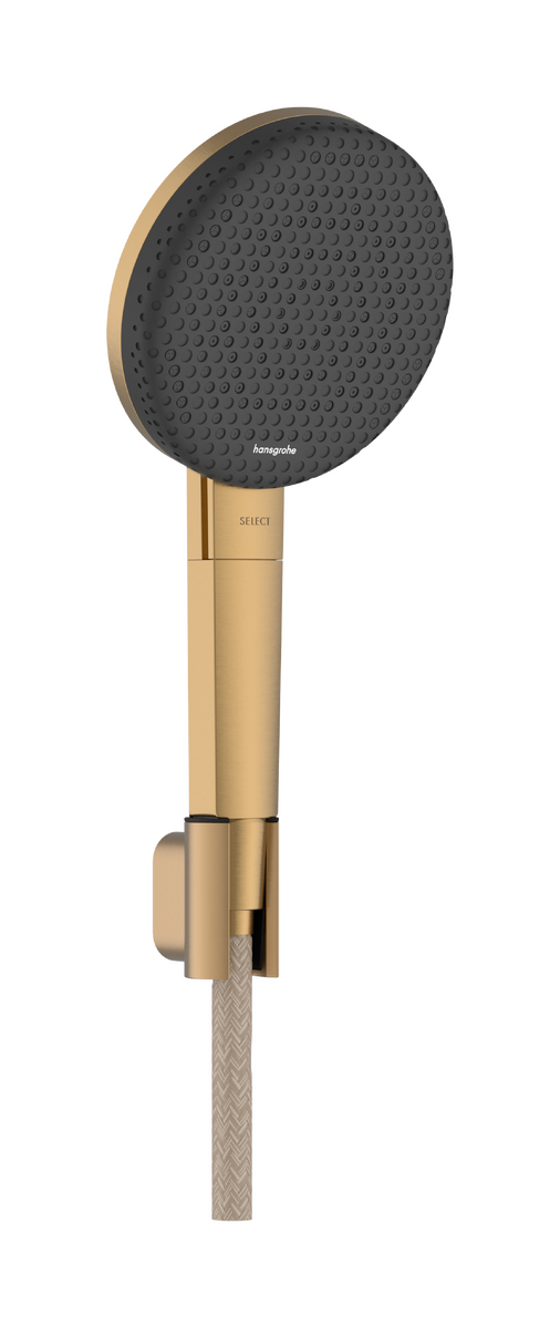 HANSGROHE Raindance Alive Select S Brausehalterset 125 3jet EcoSmart mit Designflex Textilbrauseschlauch 160 cm #24611140 - Brushed Bronze