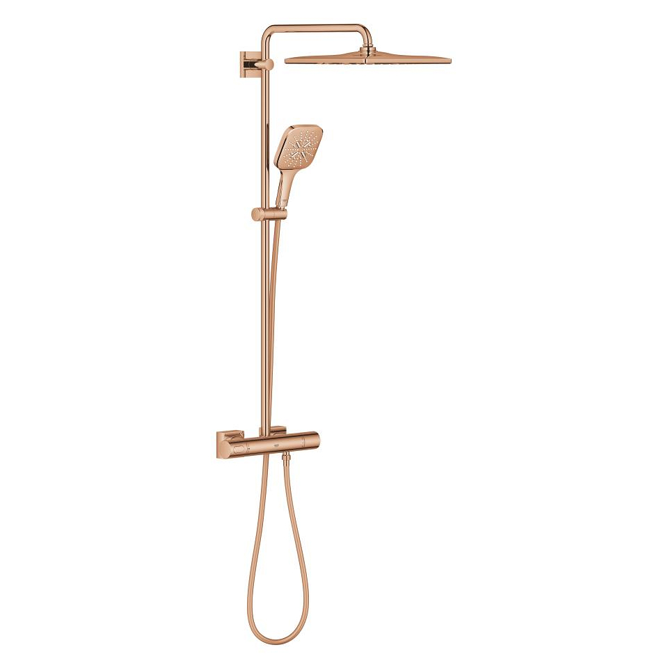 GROHE Rainshower SmartActive 310 Cube Duschsystem mit Thermostatbatterie für die Wandmontage #26837DA0 - warm sunset