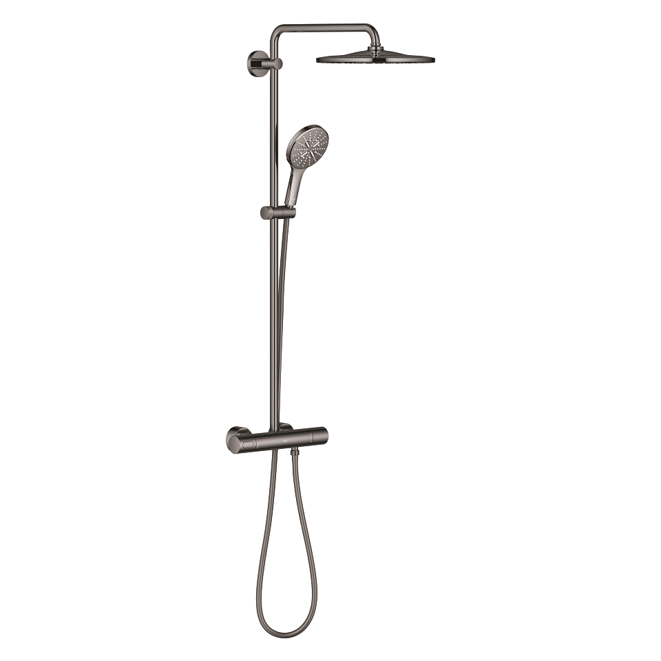GROHE Rainshower SmartActive 310 Duschsystem mit Thermostatbatterie für die Wandmontage #26836A00 - hard graphite