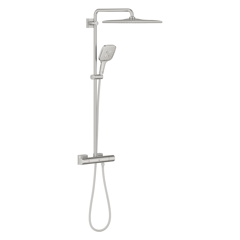 GROHE Rainshower SmartActive 310 Cube Duschsystem mit Thermostatbatterie für die Wandmontage #26837DC0 - supersteel