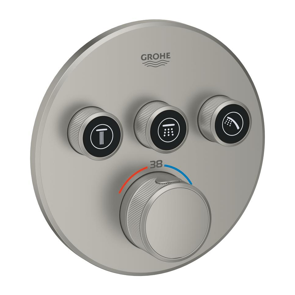 GROHE Grohtherm SmartControl Unterputz-Thermostat mit 3 Absperrventilen #29121MS0 - satin steel