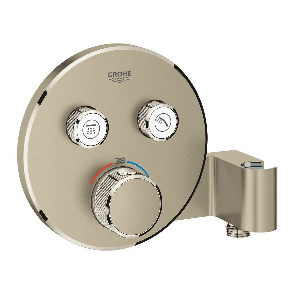 GROHE Grohtherm SmartControl Unterputz-Thermostat mit 2 Absperrventilen und integriertem Brausehalter #29120EN0 - nickel gebürstet