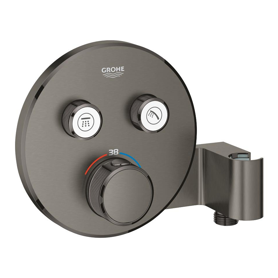 GROHE Grohtherm SmartControl Unterputz-Thermostat mit 2 Absperrventilen und integriertem Brausehalter #29120AL0 - hard graphite gebürstet