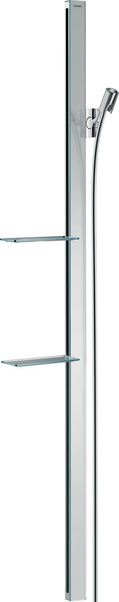 HANSGROHE Unica Brausestange E 150 cm mit Isiflex Brauseschlauch 160 cm und Ablagen #27645000 - Chrom