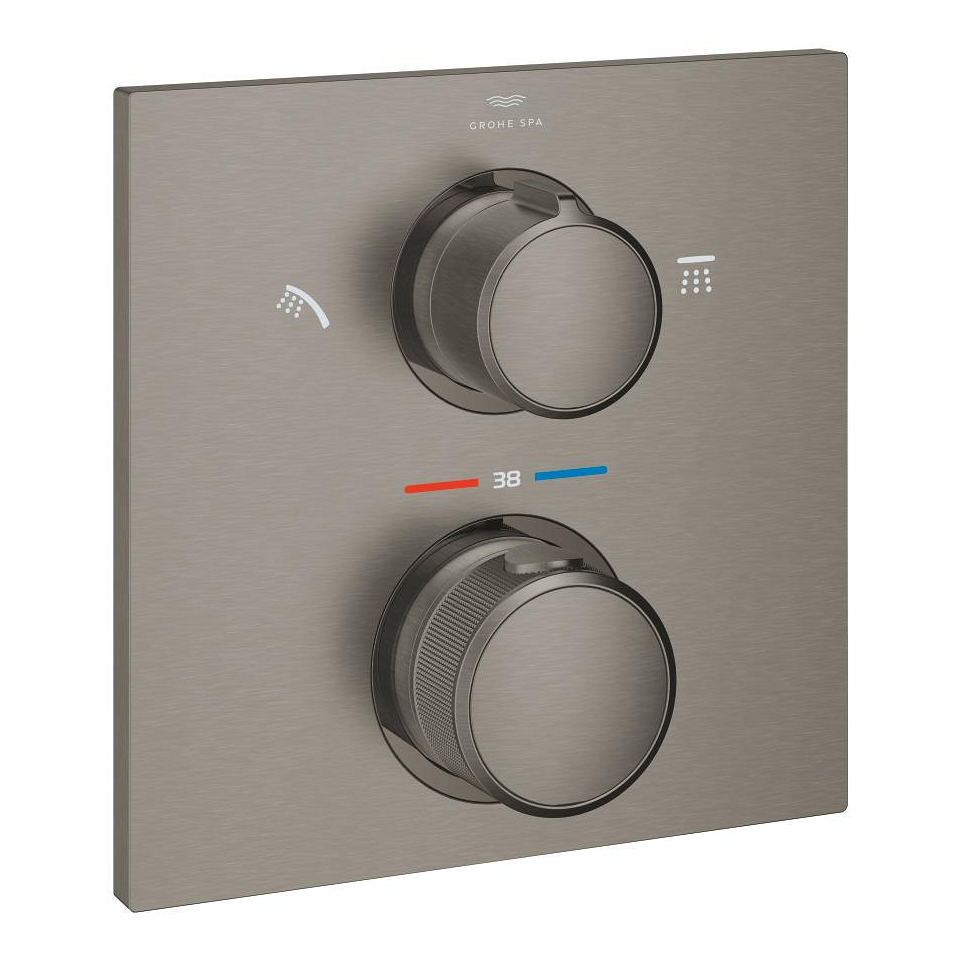 GROHE Allure Thermostat-Brausebatterie mit integrierter 2-Wege-Umstellung #29181AL2 - hard graphite gebürstet