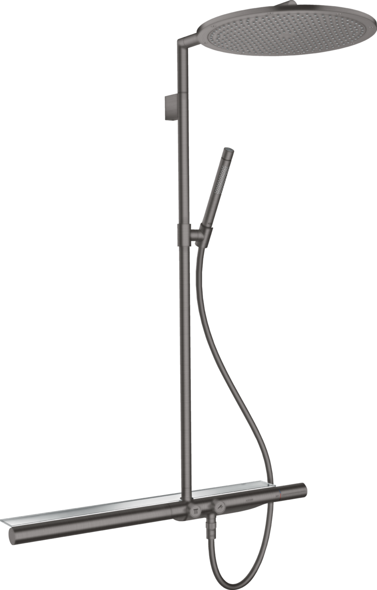 HANSGROHE AXOR ShowerSolutions Showerpipe mit Thermostat 800 und Kopfbrause 350 1jet #27984340 - Brushed Black Chrome