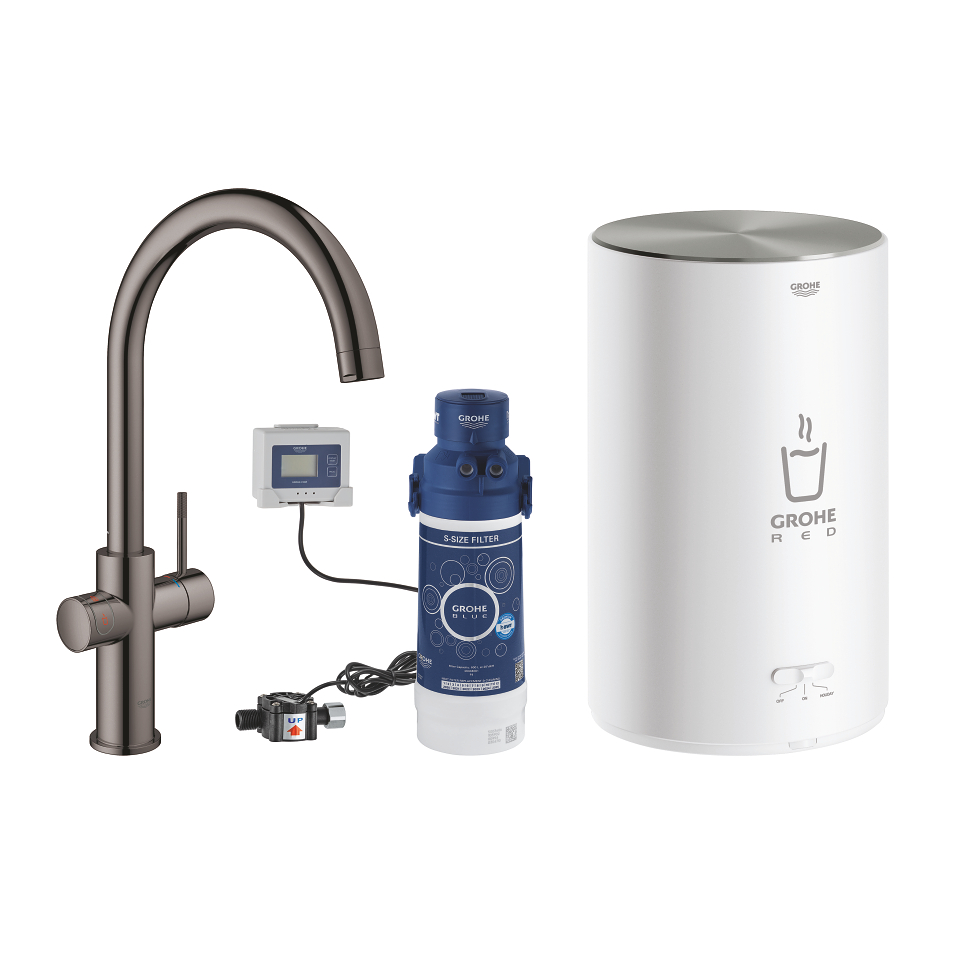 GROHE Red Duo Armatur und Boiler Größe M #30083A01 - hard graphite